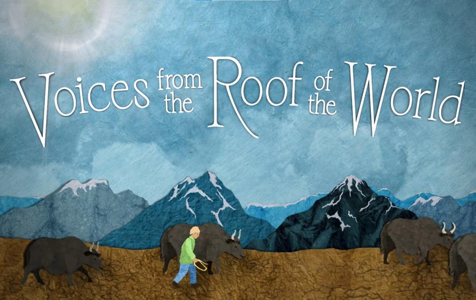 A cover of the documentary 'Voices from the Roof of the world'