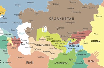 Map of Caucasus and Central Asia