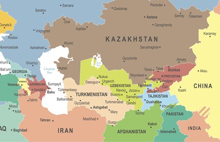 Map of Caucasus and Central Asia