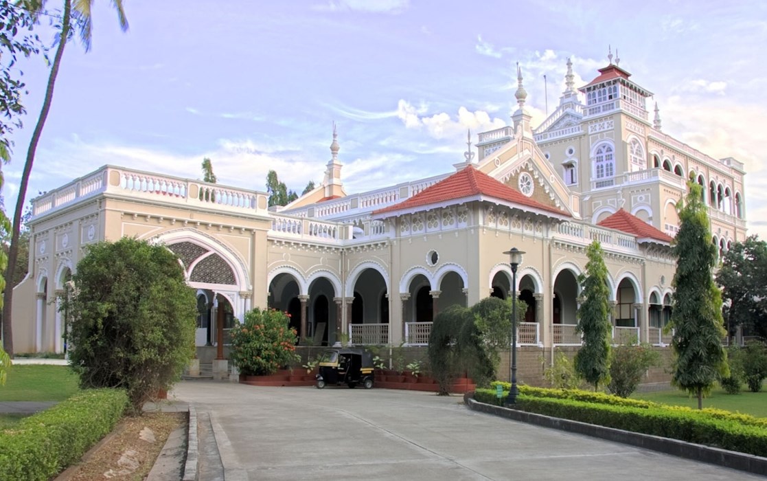 Aga Khan Palace, Pune, India. Constructed in 1892 under direct patronage of the 48th Ismaili Imam, Sir Sultan Mahomed Shah, Aga Khan III