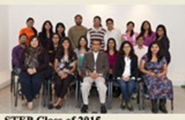 A group photo of a group of students stating a label below 'STEP class of 2015'