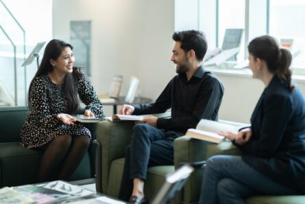 GPISH students talking in library