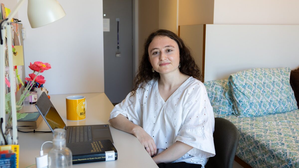 abaht, a STEP student, in her student accommodation room.