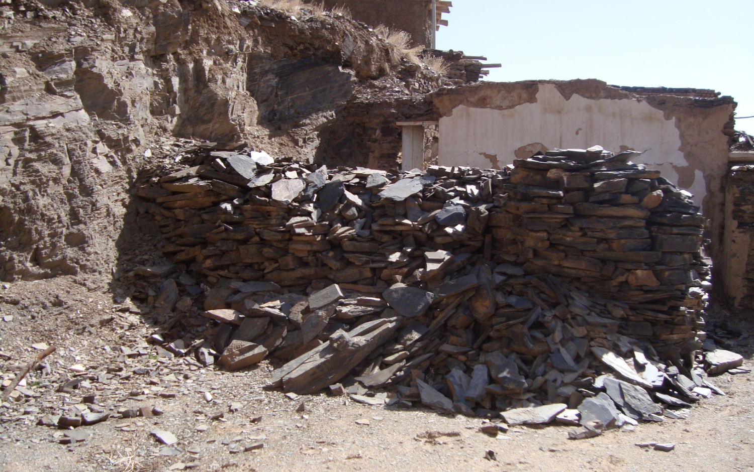 a pile of rocks in a field