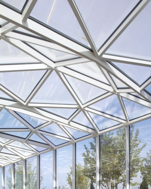 a glass ceiling at Aga Khan Centre