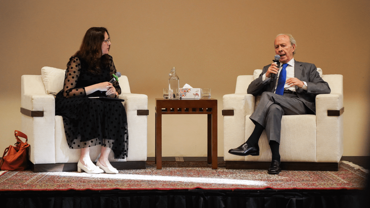 Professor Nacim Pak-Shiraz and Dr Farhad Daftary discussing.