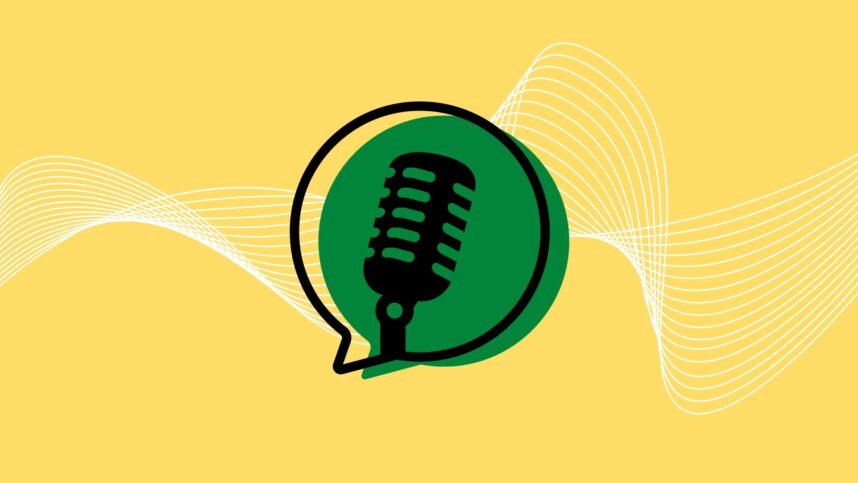 Microphone icon on yellow background