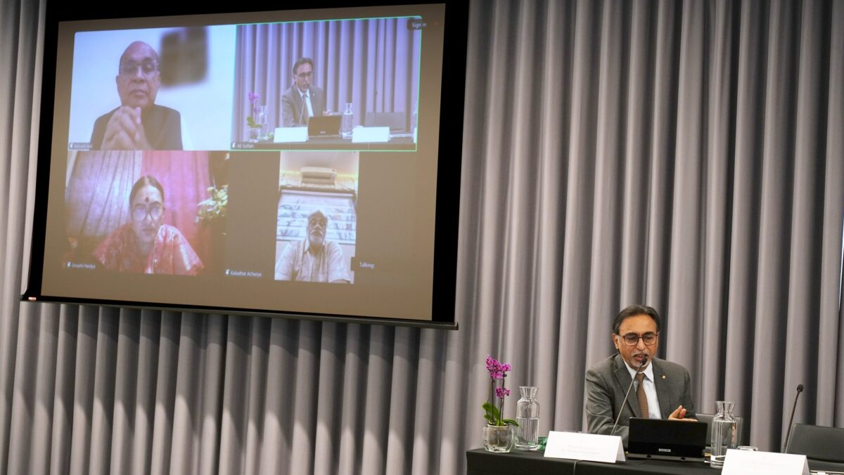 Virtual conference with multiple participants.