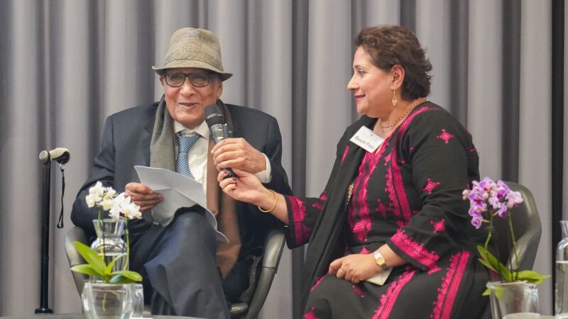Dr Shoaib Sultan Khan speaking during the UK premiere of A Drop That Made the Ocean
