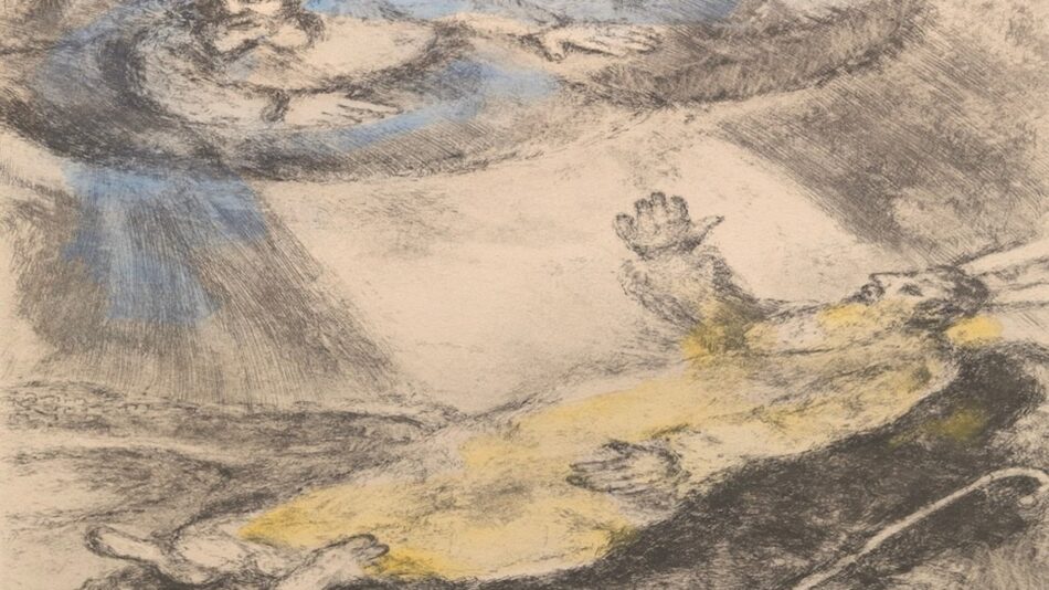 Marc Chagall artwork depicting the death of Moses near the Promised Land