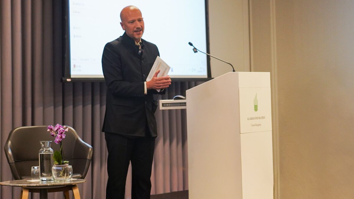 Matt Reed of Aga Khan Foundation UK speaking at the film premiere event
