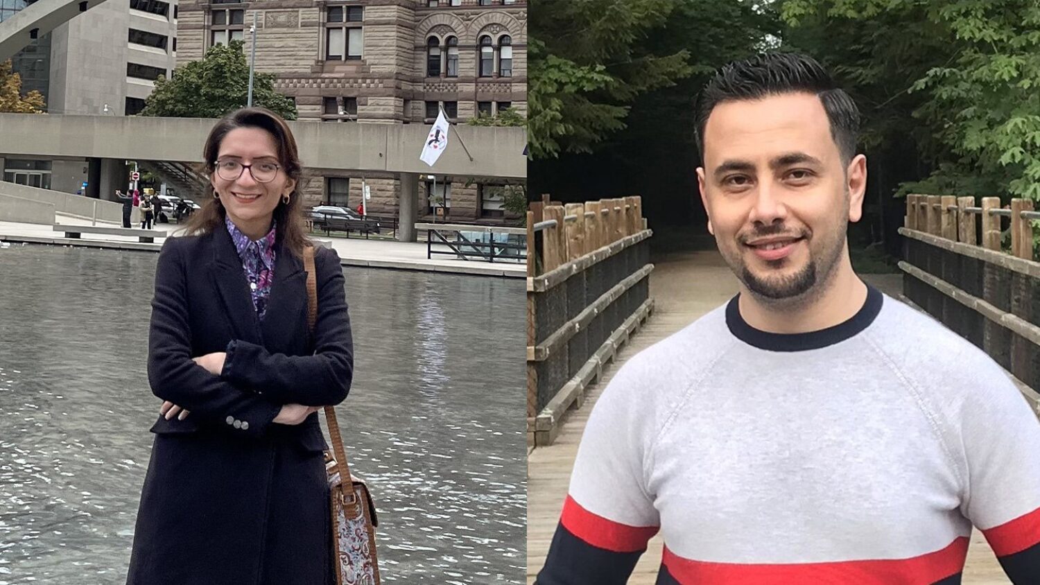 Two individuals in different outdoor settings. Dissertation writing Scholarship recipients