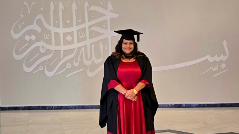Alina Rahim Charania from India at the IIS graduation ceremony