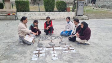 STEP student leading an outdoor collaborative learning activity in Gilgit