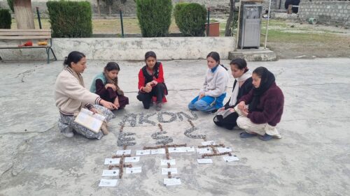 STEP student leading an outdoor collaborative learning activity in Gilgit