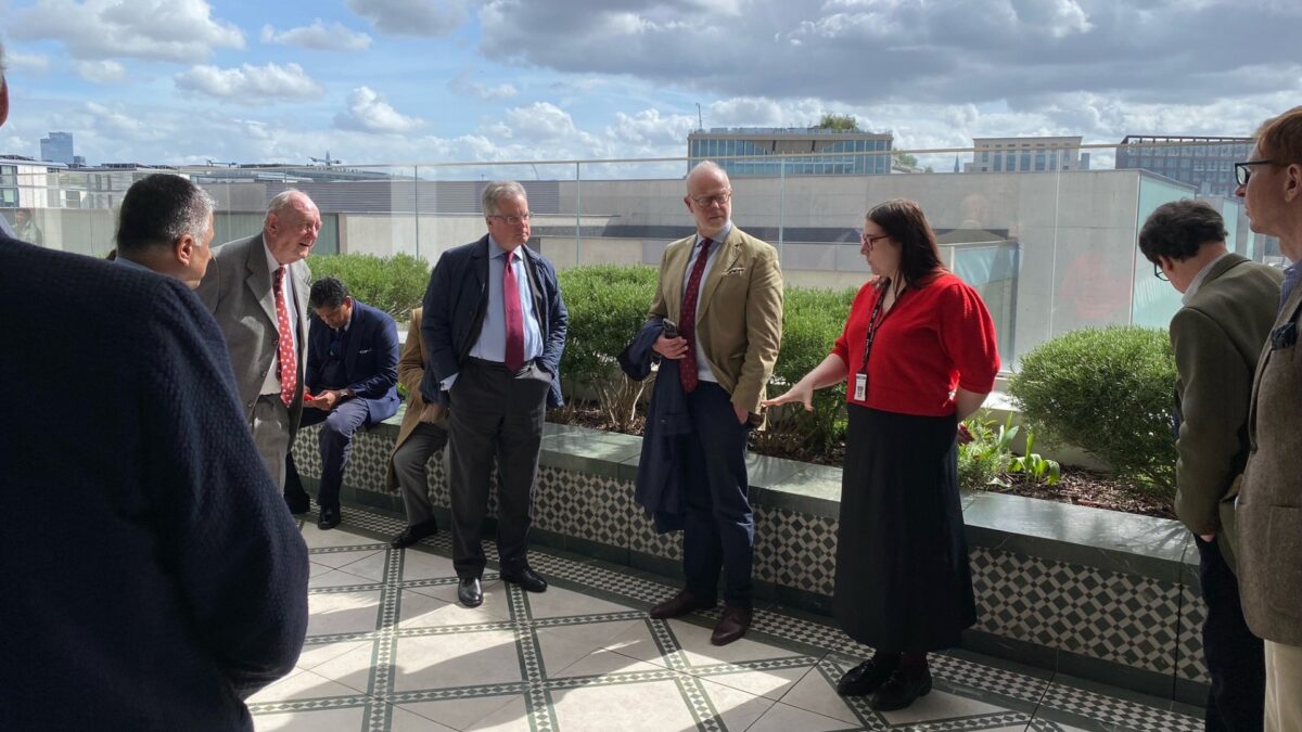 Visitors gathered in the Aga Khan Centre roof gardens during a guided tour