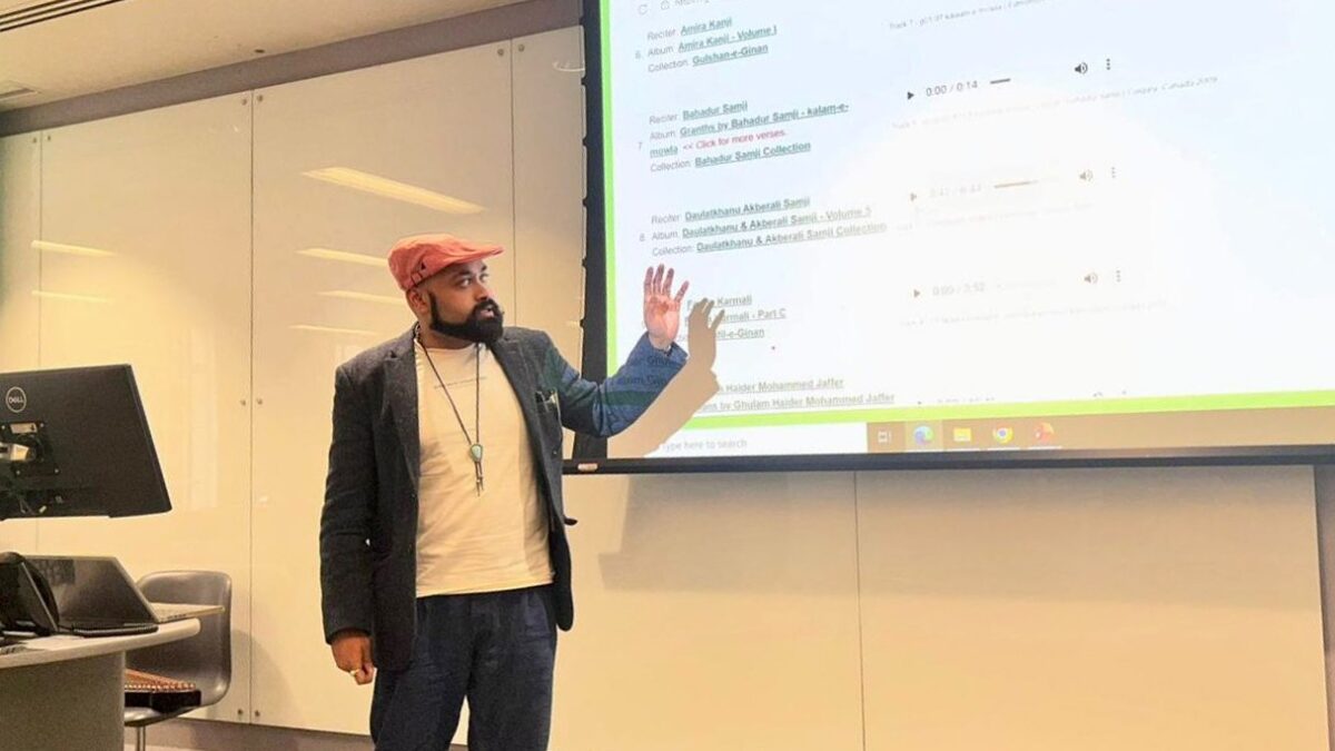 Dr Budhaditya Bhattacharyya presenting research on the Kalam-i Mawla