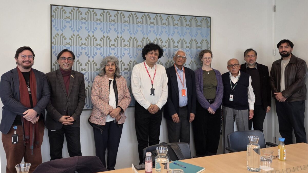 Pandit Sandip Bhattacharjee, fourth from left, with guests and IIS staff at the Aga Khan