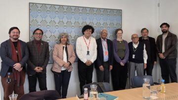 Pandit Sandip Bhattacharjee, fourth from left, with guests and IIS staff at the Aga Khan