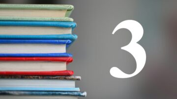 Stack of colourful hardback books with a large white number 3, marking Sites and Studies entry 3.